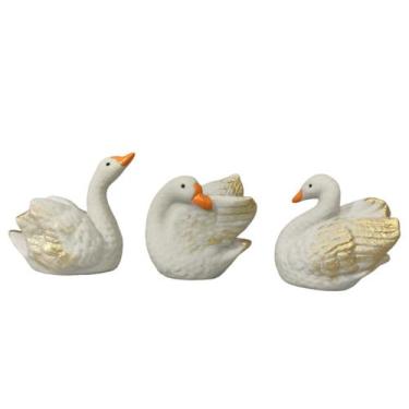 Imagem de Enfeite Decorativo Cisne Miniatura Ceramica Branco/Dourado - Decore Ca