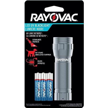 Imagem de Rayovac Lanterna UV luz preta, detector de luz negra ultravioleta 400 nm para urina de cães, manchas de animais de estimação, percevejos de cama e vazamentos automáticos, roxo (BEUV3AAA-BA)