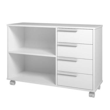 Imagem de Armário em MDP com 1 Prateleira 4 Gavetas e 4 Pés com Rodízio BRV Móve