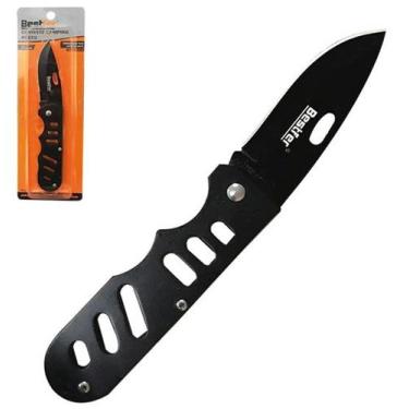 Imagem de Canivete Manual Camping Preto De Inox 15,8Cm Na Cartela - Rio chens