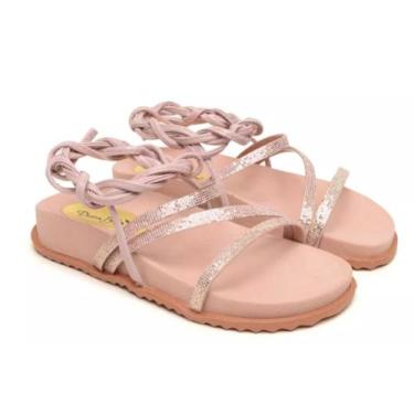 Imagem de Sandália Papete de Amarrar Gladiadora Feminina  Platfarm Stras Sola An