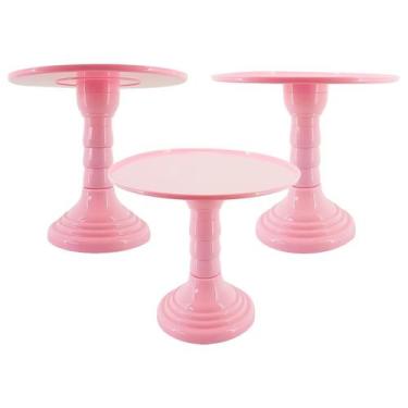 Imagem de Boleira de Plástico Suporte de Doce 28cm - Aliança, Rosa