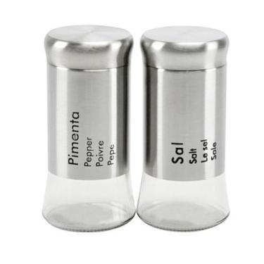 Imagem de Kit Saleiro e Pimenteiro Inox Porta Condimentos 2 frascos - Unyhome