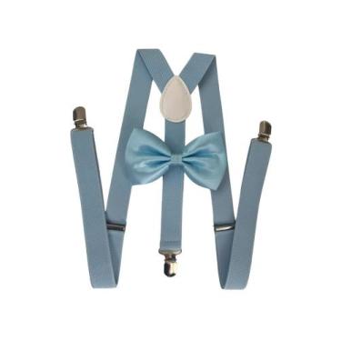 Imagem de 5 Kits Suspensório + Gravata Borboleta Adulto - STYLESTORE, Azul bebê,