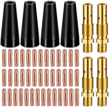Imagem de Therwen Kit de pontas de bocal sem gás com núcleo de fluxo KP1939-1 Flux Core Welder Mig Welder Flux Welder Flux Welder Contact Tips Gas Difusores de gás para Mig Welder Mig Gun (kit de 0,8 mm), kit