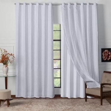 Imagem de Cortina Blackout Tecido 3 Metros Para Porta De Vidro 3x2,70 Com Voil -