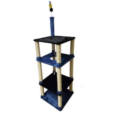 Imagem de Arranhador para gatos 4 andar - Cat House Brasil, Preto com azul