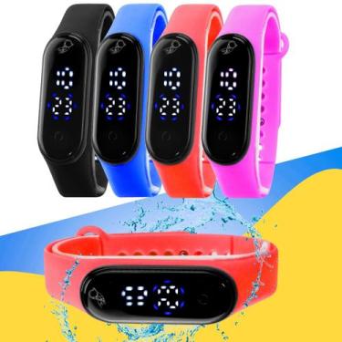 Imagem de Kit Relógio Infantil digital bracelete prova agua 4 unid - Orizom