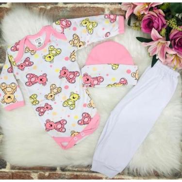Imagem de kit 6 peças para bebê RN P M ou G - 2 body bebê, 2 calça, 2 meia suedi