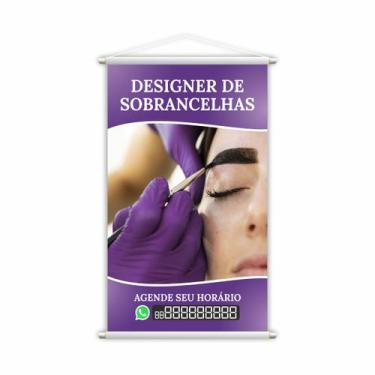 Imagem de Banner Designer de Sobrancelhas Salão Contato 60x40cm - PlimShop