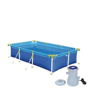Imagem de Kit Piscina Premium 2500 Litros Retangular Estruturada + Filtro Bomba 