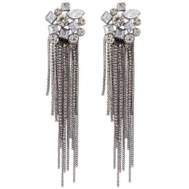 Imagem de Brinco Franjas Strass Blogueira Papilloo