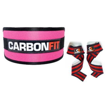 Imagem de Kit cinto fivela +01 par strap - carbonfit, Vermelho, Vermelho, G