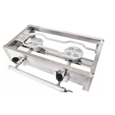 Imagem de Fogão Industrial 2 Bocas Inox + Kit Gás 3 Metros Mangueira (36D1) - Ca