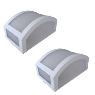 Imagem de Kit 2 Arandelas Parede Externa Interna Policarbonato Branca - Poliluz