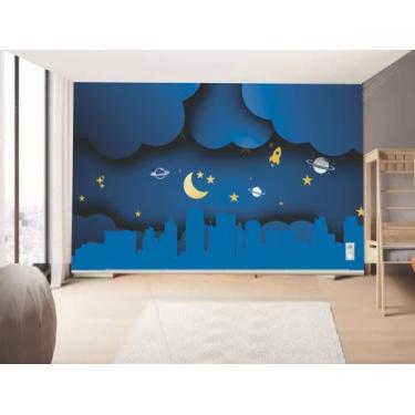 Imagem de Papel de Parede Infantil  Céu e Lua  (folha med. 90x300 cm) - Decor At