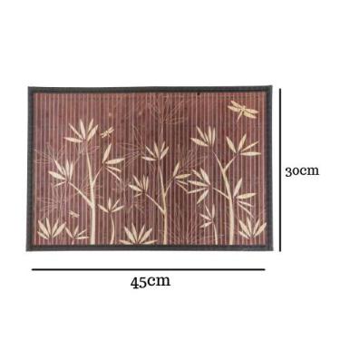 Imagem de Jogo Americano Esteira Bambu Jantar 45x30cm 4Pçs Marrom Floral - Mimo 