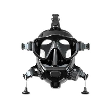 Imagem de Máscara de Mergulho com Snorkel de Rosto Inteiro, Óculos de Mergulho de Silicone Antiembaçante com Visão Panorâmica de 180° E Suporte para Câmera de Válvula Secundária, Equipamento de Mergulho