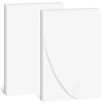 Imagem de Whaline Blocos de notas em branco de 14 x 21 cm, pacote com 2, blocos de raspadinhas brancas, 50 folhas de cada bloco, blocos de notas grandes com suporte de papelão para voltar às aulas, sala de