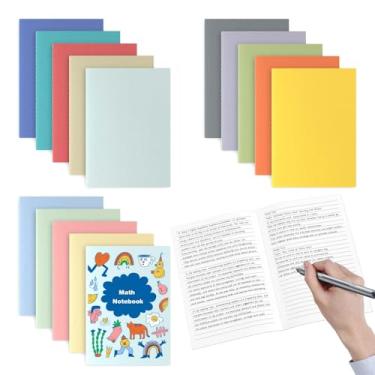 Imagem de Cadernos de diário A5 Cadernos pautados universitários, pacote com 16 cadernos Kraft, pequenos, forrados, a granel, 21 x 14 cm, caderno de composição de 16 cores, material escolar para trabalho e