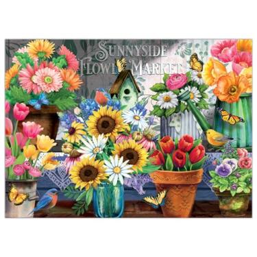 Imagem de Crown Point Graphics Sunnyside Flower Market 1000 Piece Jigsaw Puzzle, Soft Touch Design Coloful Flowers Puzzles, Made in USA