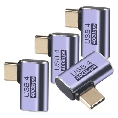 Imagem de XIITIA 4 peças de adaptador/conector USB C macho para fêmea de ângulo reto de 90 graus, extensor de adaptador USB tipo C suporta 100W, 40Gbps, 8K @60Hz para Steam Deck, MacBook, Thunderbolt etc.