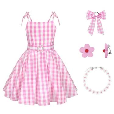 Imagem de Letushy Vestido guingão rosa roupas de festa vestidos xadrez roupas de Halloween