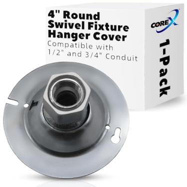 Imagem de Capa para Suporte de Fixação Giratória Redonda Corex de 4" para Uso com Caixas Elétricas Redondas- Serve para Bicos e Conduítes Rosqueados de 1/2" e 3/4"- Cubo Giratório de Ferro M (Caixa Redonda De 4