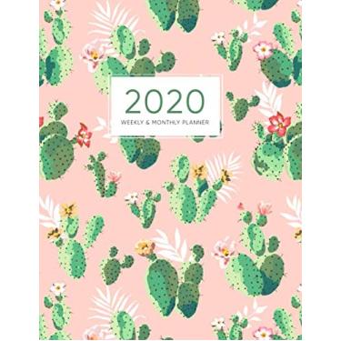 Imagem de 2020 Weekly and Monthly Planner: 2019-2020 Agenda, Academic Planner, Organizer & Journal, Large, 16 Month Calendar (September 2019 - December 2020) | Pink Floral Cactus