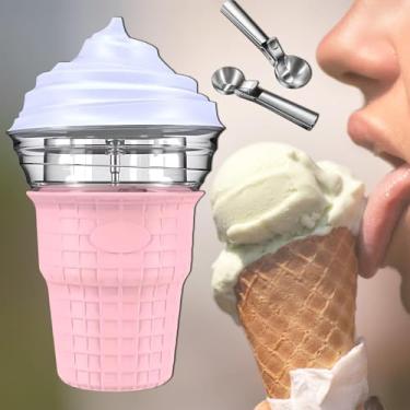 Imagem de Sorveteira macia e dura de 450 ml, máquina de sorvete caseiro fresco perfumado e de sabor suave com colher de sorvete, sorveteira macia para festas familiares em restaurantes