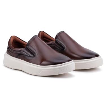 Imagem de Tênis Slip On Iate Estilo Shoes Masculino Couro Confortável Calce Fácil (Marrom, BR, Adulto, Numérico, 41)