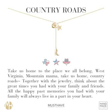 Imagem de MUSTHAVE Colar com pingentes triplos em forma de Y banhado a ouro 18K, Texas, cor ouro amarelo, chapéu de caubói, estrela, botas, colar em Y, multi, corrente de âncora, tamanho 40,6 cm + extensor de 5