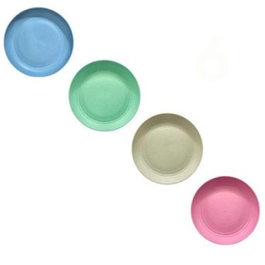 Imagem de Pratos Fibra de Bambu Ecologico 23 CM Kit 4 Comida Pratinho Louça Cozi