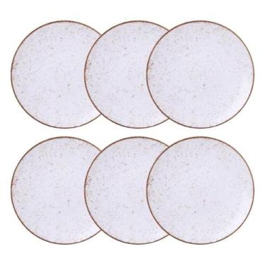 Imagem de Jogo de Pratos Rasos 6 Pcs Rústico 25 cm Porcelana Decorada Tramontina