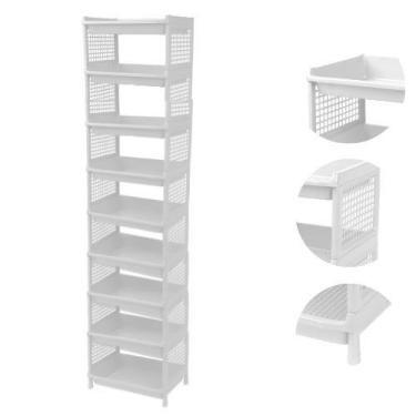 Imagem de Prateleira Estante De Plástico 9 Andares Multiuso Desmontável 40x28x17