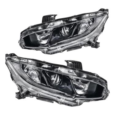 Imagem de MARSFLUX Conjunto de farol para farol Civic 2016-2020 com lente transparente cromada preta refletor transparente OE HO2503173, HO2502173 esquerda e direita