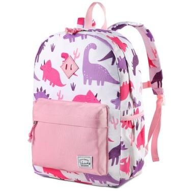 Imagem de Mochila Infantil VASCHY Dinossauro Rosa - Leve e 38cm
