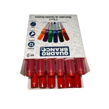 Imagem de Kit 12 Pinceis MQBX Para Quadro Branco Recarregáveis - Não Mancha! (Vermelho)