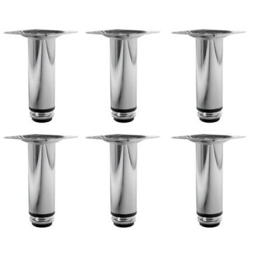 Imagem de Kit 6 Pé Para Móveis Regulável Redondo Cromado 20cm Aço - HD