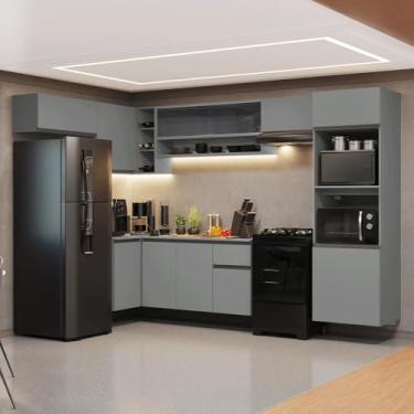 Imagem de Armário de Cozinha Completa de Canto Suspenso 465cm Cinza Nice Madesa 07