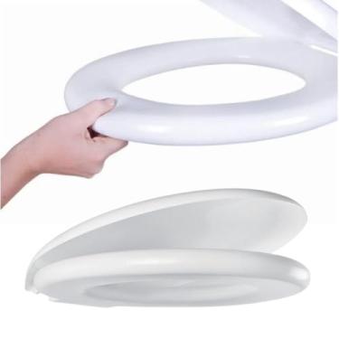 Imagem de Assento Tampa Vaso Sanitário Almofadado Redondo Oval Cor Branco(Branco)