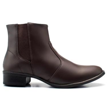 Imagem de Bota Feminina Salto Baixo Cano Curto Confortável Lisa Casual Dia A Dia Zíper (Marrom, BR, Adulto, Numérico, 40)