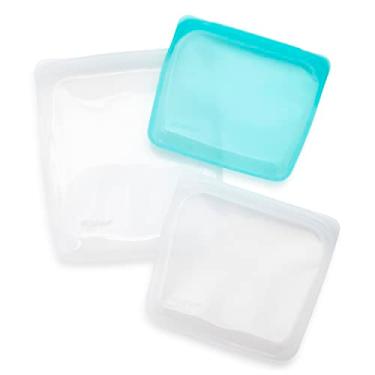 Imagem de Stasher Saco de comida de silicone reutilizável, saco de sanduíche, saco de lanche, saco Sous Vide, saco de armazenamento (transparente, combo M)