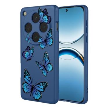 Imagem de HTXWXJC Capa de telefone para Oppo Find X8, CPH2651, PKB110 à prova de choque flexível bumper TPU capa macia padrão borboleta capa de telefone para Oppo Find X8 borboleta azul
