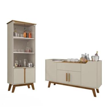 Imagem de Conjunto Aparador e Cristaleira Prod Off White Cinamomo - CasaH