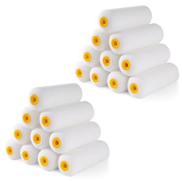 Imagem de Mister Rui Rolos de tinta de espuma, pacote com 20 rolos de pintura de 10 cm, mini rolo de tinta, rolo de tinta de espuma de alta absorção de 10 cm, rolos de tinta de espuma pequenos, rolos de espuma