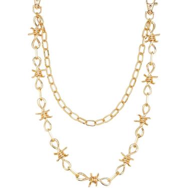 Imagem de Corrente Para Calças Jeans Corrente De Metal Dupla Camada Hip Hop Punk Jeans Acessórios Para Homens E Mulheres, Gold, One Size