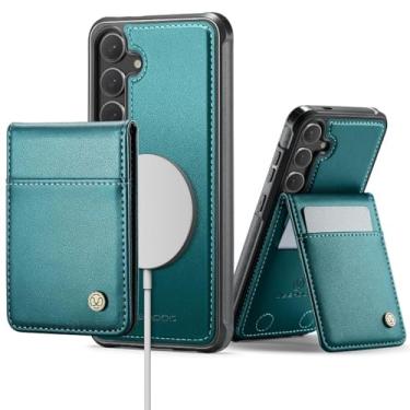 Imagem de HJZSZX Capa de celular tipo carteira de couro magnética para Samsung S23 (para Samsung S23/verde)