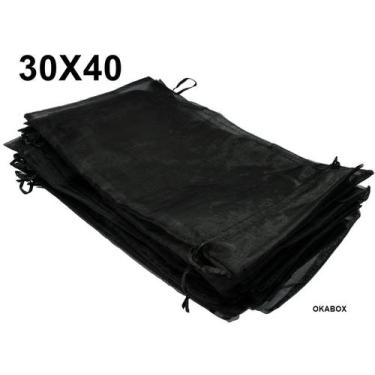 Imagem de 100 Saquinhos De Organza COR: PRETO - Tamanho: 30X40 Cm para Lembranci