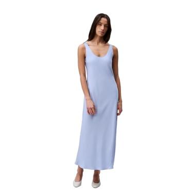 Imagem de Calvin Klein Vestido feminino midi de sarja de viscose, Kentucky Blue, 40